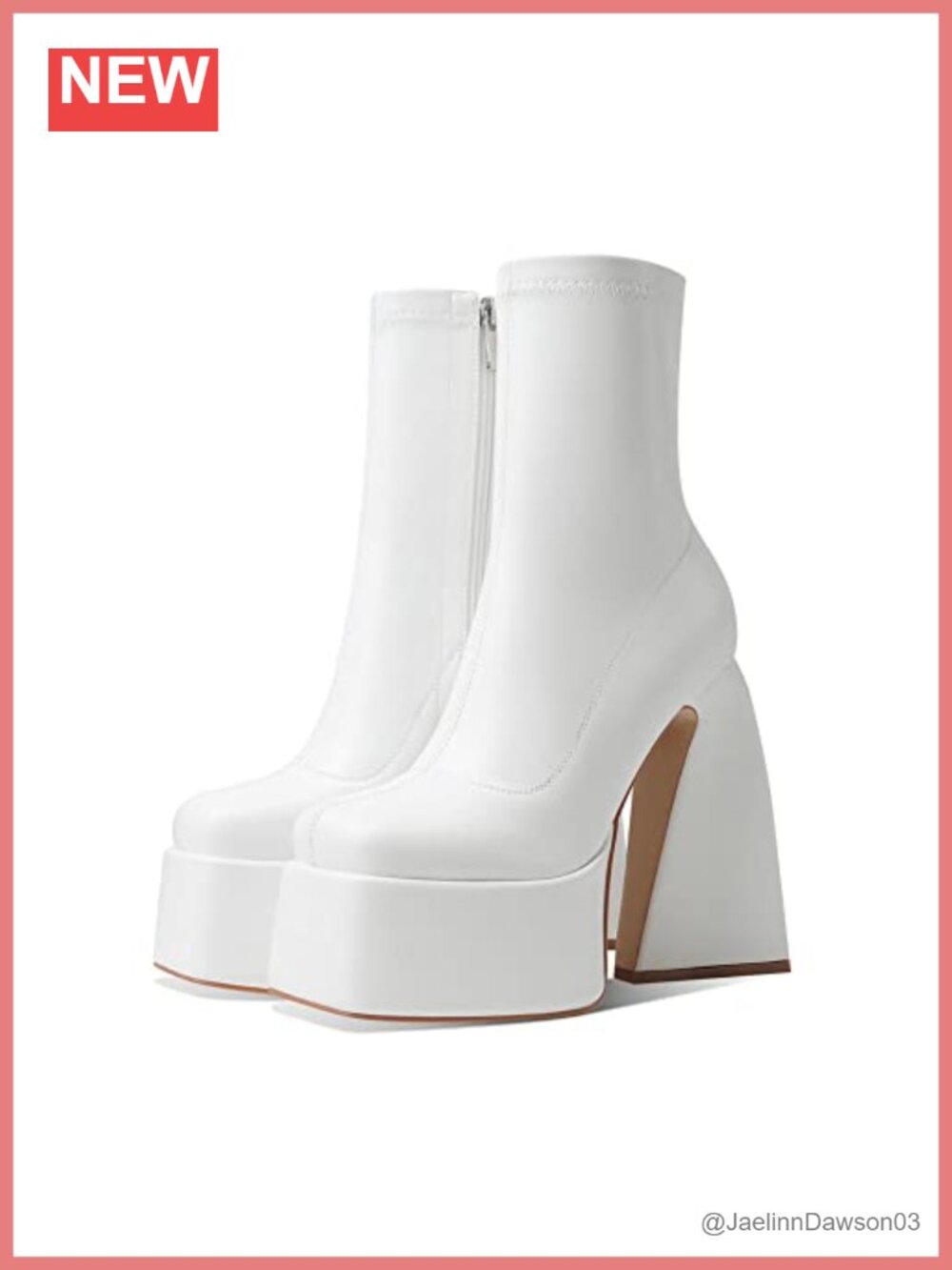 Chunky High Heel Platform Booties Square Toe Side Zip Ankle Boots for Women